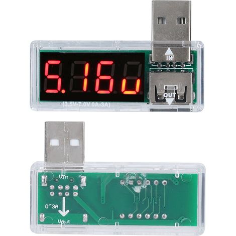 2 USB-Spannungs- und Leistungsmesser, Voltmeter und Amperemeter, tragbar für Handy-Ladegeräte, Weiß (1/5)