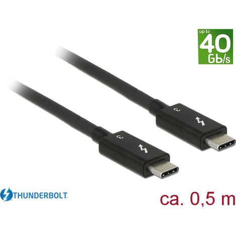 Delock cable thunderboltâ¢ 3 (40 gb/s) usb-câ¢ macho  macho pasivo de 0,5 m y 5 a negro