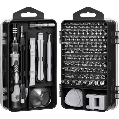 Kit mini tournevis précision 115 pièces magnétique - PC ordinateur téléphone lunettes Mac smartphone consoles - Noir (1/5)