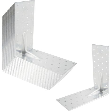 SOTECH 20er Set Bauwinkel Winkelverbinder 90° Materialstärke 2,5 mm Schwerlastwinkel aus feuerverzinkter Stahl Eckwinkel Stahlwinkel mit Sicke (Verstärkung) 150 × 150 × 80 mm