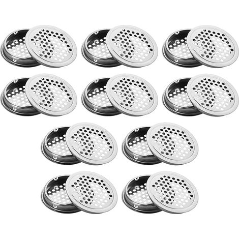 20 Pack 35mm White Stainless Steel Round Ventilation Grills for Cupboards, Bookcases, Shoe Cabinets Easy to Install (1/5)