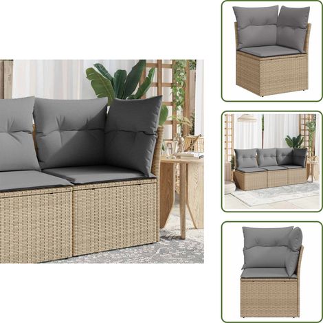 Canapé d'angle de jardin avec coussins beige résine tressée - Canapé De Jardin - Meubles De Jardin - Salon De Jardin - Rotin PE - Fauteuil De Jardin (1/5)