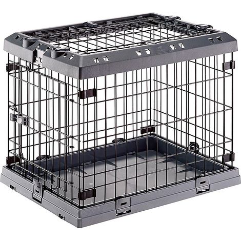 Ferplast SUPERIOR Box pliable pour chiens, avec 2 ou 3 ouvertures. Diverses mesures.. Variante 60 - Misure: 62 x 47 x h 50 cm - Gris