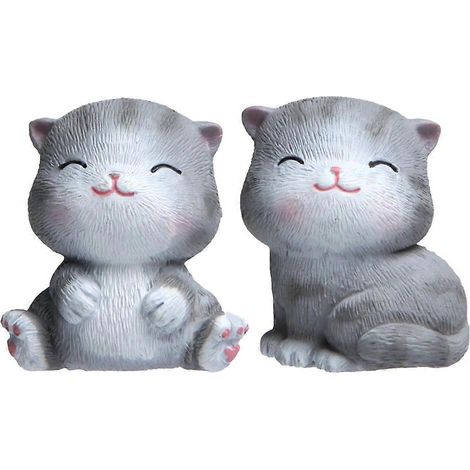 Lot de 2 autocollants/aimants décoratifs pour réfrigérateur avec de jolis chats-6.5x6cm-Grey (1/4)