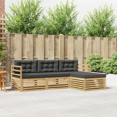 Teenpull – Outdoor-Sofagarnitur 4 Stk. Weiß und Anthrazit Polyester (1/5)