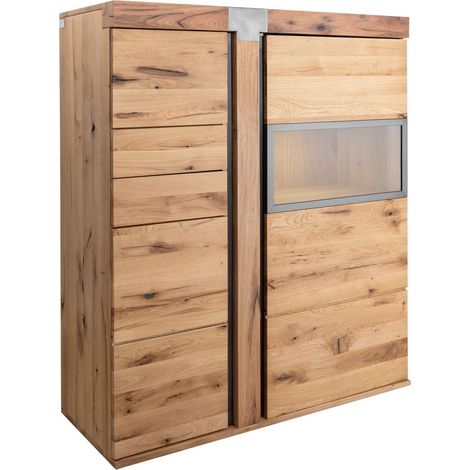Highboard Wildeiche / Zerreiche 110x45x142 natur geölt NEW AMSTERDAM 05