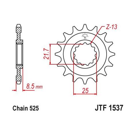 Pignon Kawasaki - 525 - 14 Dents - Similaire JTF1537