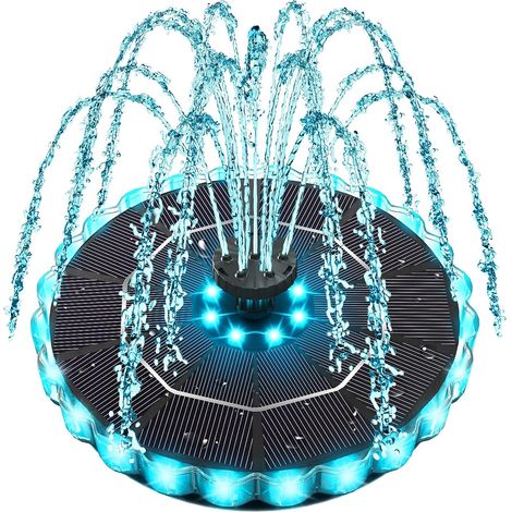 Fontaine de Jardin Solaire d'extérieur avec 24 LED colorées, Pompe à Eau Solaire de 3,5 W et Batterie de 1800 mAh Fontaine Solaire Flottante avec 8 Buses et 4 ancrages pour Bassin (1/5)