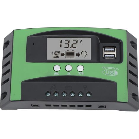 Contrôleur de charge solaire avec double port USB 12 V/24 V MPPT pour panneaux solaires résidentiels, industriels et commerciaux, 100 A (1/5)