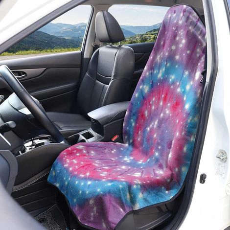 Universal Car Seat Cover in Terry Cloth, Universal Microfiber Car Seat Cover Accessory for Most Cars, Vans (Tie-Dye 2, 1 Piece) (1/5)