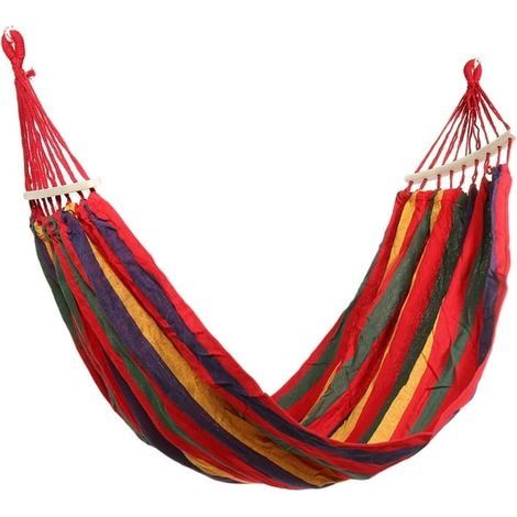 Lit hamac double en coton de style brésilien pour 1/2 personne, avec sac de transport portable, arc-en-ciel. (1/5)