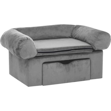 Divano per cani con cassetto 75 cm peluche grigio 020000092