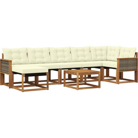 Outdoor Sofa Set with Cushion 8 pcs Natural and Cream vidaXL