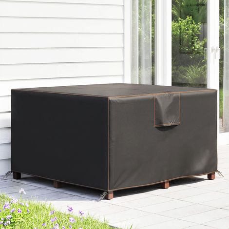 Telo protettivo per mobili da giardino, resistente all'inverno, impermeabile, anti-UV, in tessuto Oxford 420D, 125x125x74 cm, nero.