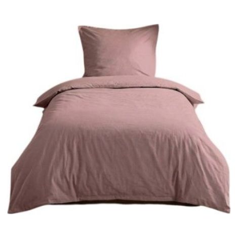 Housse de couette en coton 140 x 200 cm uni Edenne rose (1/2)