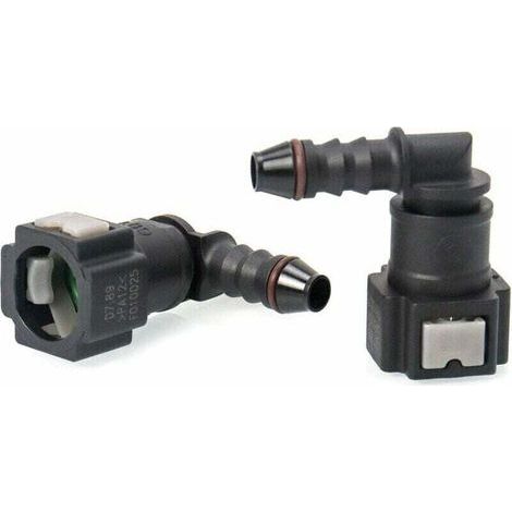 Lot de 2 connecteurs de tuyau de carburant – Raccord durite essence 90° – Plastique 7.89mm – Installation rapide sans outil (1/4)