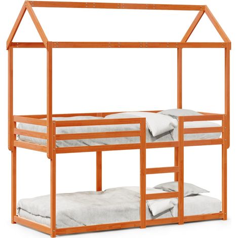 Maison Exclusive - Etagenbett mit Dach Wachsbraun 90x190 cm Massi