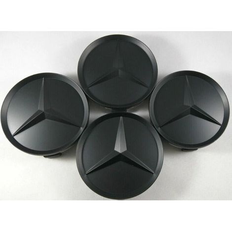 Enjoliveurs de roue en alliage Mercedes noir mat 75 mm, lot de 4 pièces