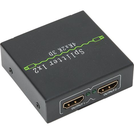 Répartiteur d'interface multimédia HD 1 entrée 2 sorties 4K 30 Hz, en alliage d'aluminium, prise 100-240 VEU (1/5)