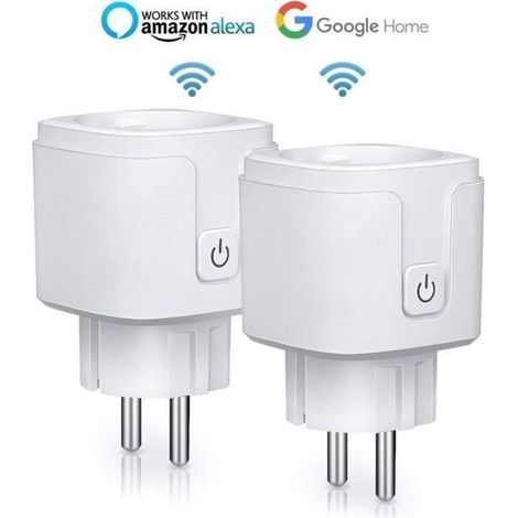 2PCS Prise Connectée Wifi, 16A Compatible avec Android iOS Amazon Alexa Google Home Assistant Courant Programmable Télécommande App (1/4)