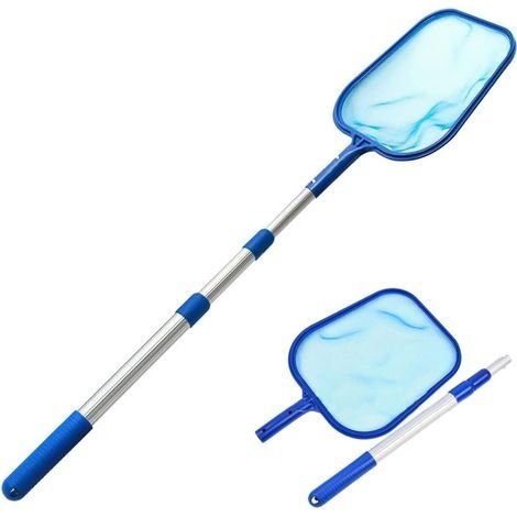 épuisette Piscine 150CM Filet écumeur avec 41in Manche Télescopique Epuisette Piscine Professionelle Maille Fine Kit Nettoyage Piscine pour Piscines, Spas, Bassins et Fontaines (1/5)