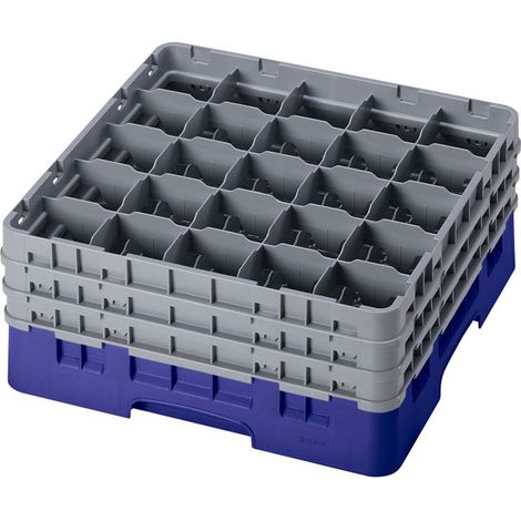Casiers de lavage - Haut max 19.6 cm - 50 x 50 x 22.5 cm - Bleu - Lot de 3 - Cambro