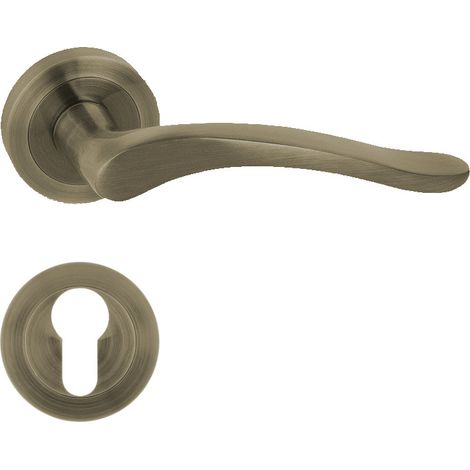 Domino poignee de porte ballen r m3 pz poignee avec plaque pz pour cylindre profile bronze