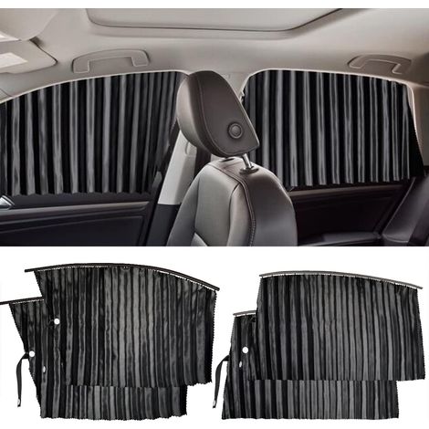 4er-Pack verschiebbare magnetische Sonnenschutzvorhänge für Autoseitenfenster zum UV-Schutz, für Babyschlaf, private Gespräche und Verabredungen (Schwarz)