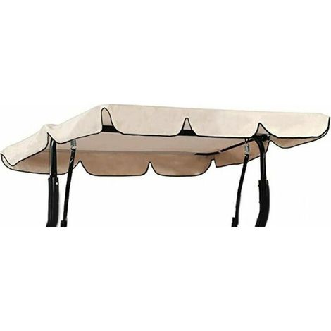 royaluxe - Housse de balançoire de jardin étanche, adaptée pour terrasse extérieure, jardin, (couverture d'auvent uniquement) (142 x 120 x 18 cm, beige). (1/5)