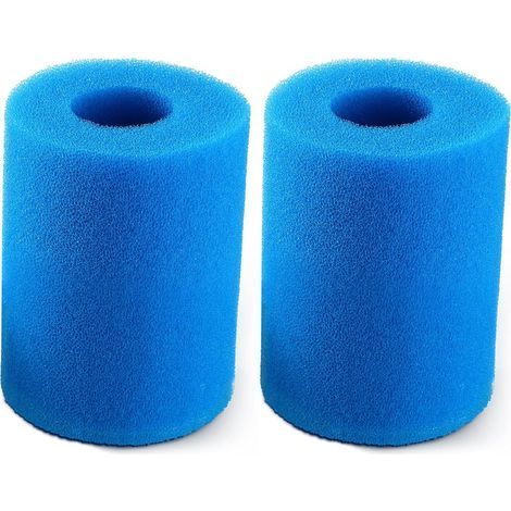 Lot de 2 cartouches filtrantes pour piscine, mousse filtrante de rechange, éponge lavable et réutilisable, compatible avec les filtres Intex (10,2 x 9 cm). (1/5)