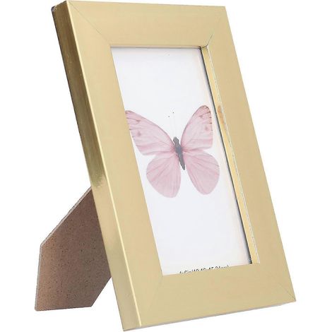 Cadre photo minimaliste moderne à bords plats, finition dorée, décoration légère pour bureau ou mur, 18 x 13 cm (1/4)
