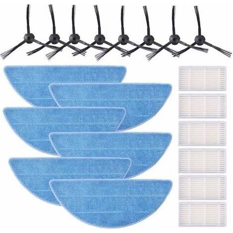 Kit de Filtre HEPA pour ZACO v5s pro, ZACO V5x, ILIFE V5s V5 V3s V3 Pro, Brosses Latérales et Lingette(6 Filtre, 6 Lingettes et 8 brosses latérales) (1/5)