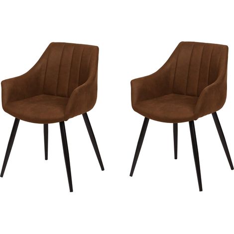 Chaise espagnole Fauteuil en Cuir synthétique Marron 57 cm 58,50 cm (Largeur) x 83,50 cm (Hauteur) (1/4)