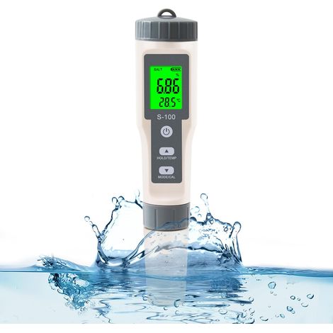 Medidor de agua 4 en 1 (TDS/Sal/Temperatura/EC), medidor digital de alta precisión con pantalla LCD retroiluminada, medición de salinidad para piscinas. (1/5)