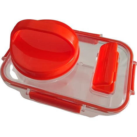Ciotola per insalata a quattro scomparti, portatile e riutilizzabile, verde chiaro (1/2)