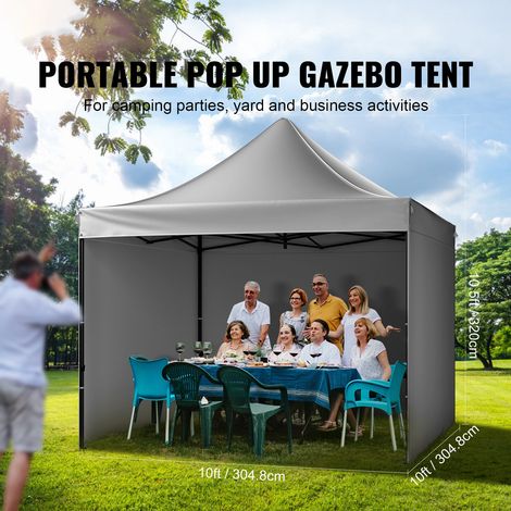 Tente de camping pliante instantanée gazebo extérieur 304,8 x 304,8 cm avec parois gris foncé (1/5)