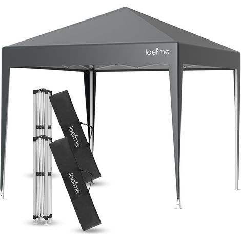 Tente Pliante Pop-up 2.5x2.5m, Robuste, étanche et facile à installer Tente de réception Avec des sacs de sable Protection UV Avec parois latérales - Gris - LOEFME (1/5)