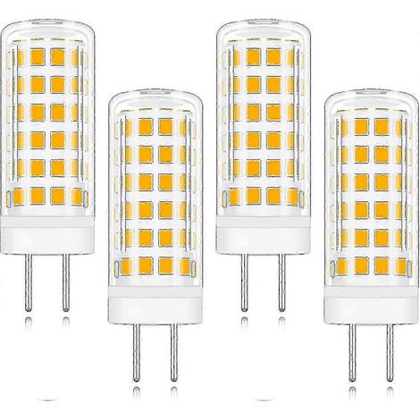 Lot de quatre ampoules LED 9 W, culot GY6.35, blanc chaud 3000 K, alimentation AC/DC 220 V, équivalent halogène, classe énergétique A (1/5)