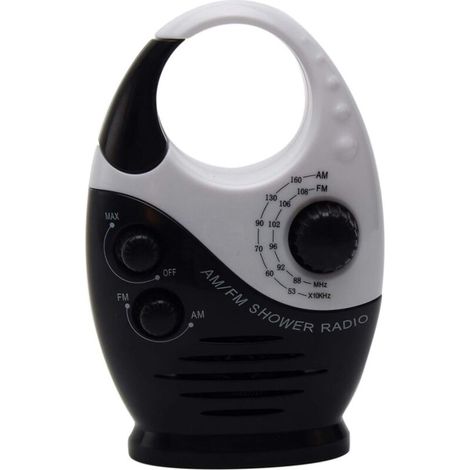 Badezimmer-Duschradio, wasserdichtes Mini-AM-FM-Radio mit Griff oben, Lautsprecher mit einstellbarer Lautstärke, für Duschraum, Schlafzimmer, Familienbadezimmer
