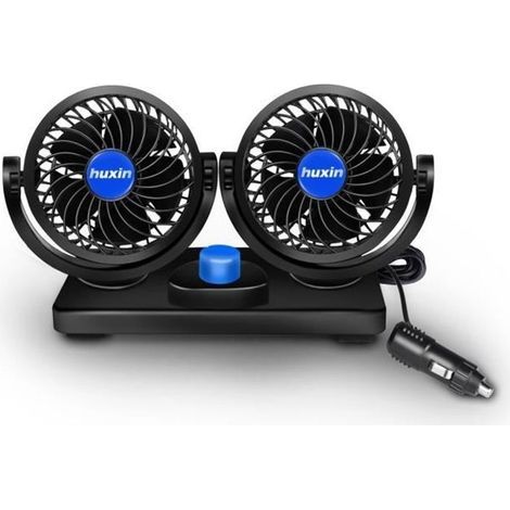 12V 360° drehbarer Auto-Lüfter mit einstellbarer Geschwindigkeit und Doppelkopf für Fahrzeuge (1/4)
