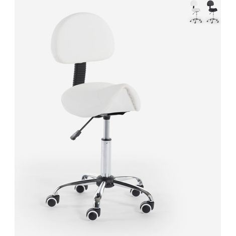 Hocker mit Rädern und orthopädischer Rückenlehne für Kosmetiker Tätowierer Andamon. - Weiß (1/5)