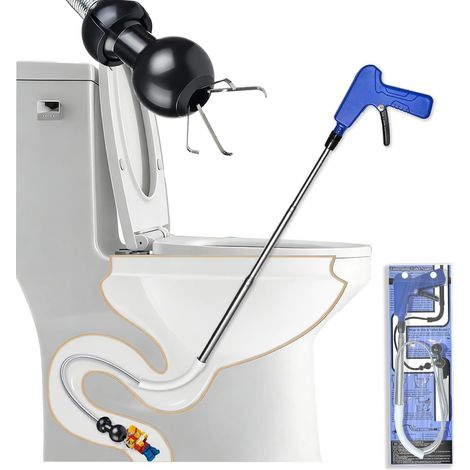 Toilettenspirale mit stabiler Klemme und doppeltem Kratzschutz. Entwickelt für kleinere Verstopfungen und zum Greifen kleiner, spitzer Gegenstände. Ein praktisches Werkzeug zur Abflussreinigung für de (1/5)