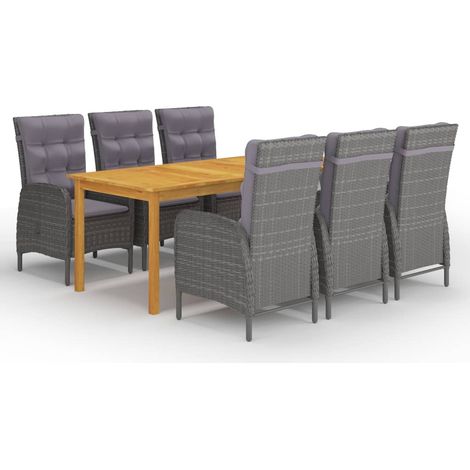 Juego de comedor de jardín de 7 piezas gris vidaXL (1/5)
