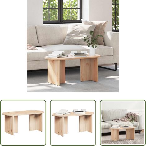 Bois de pin massif - Table basse Naturel 80 x 39,5 x 35 cm Bois de pin massif (1/5)