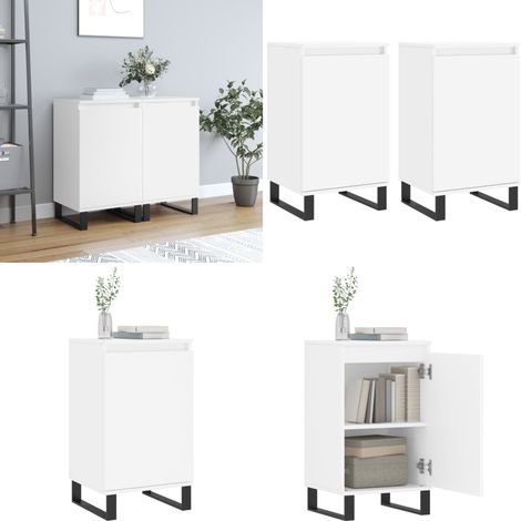 Sideboards 2 Stk. Weiß 40x35x70 cm Holzwerkstoff - Sideboard - Wohnzimmermöbel - Holz Sideboard - Weißer Sideboard - Regal - Home & Living (1/5)