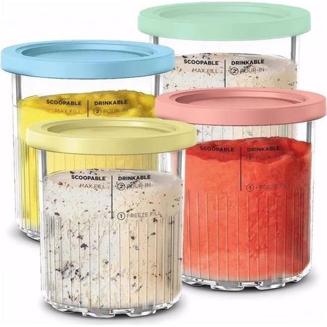 Set of 4 Container to Cream Iced of Replacement for Ninja Creami Deluxe NC501/NC500 Series, 680ML for Accessories Ninja Machine (1/5)