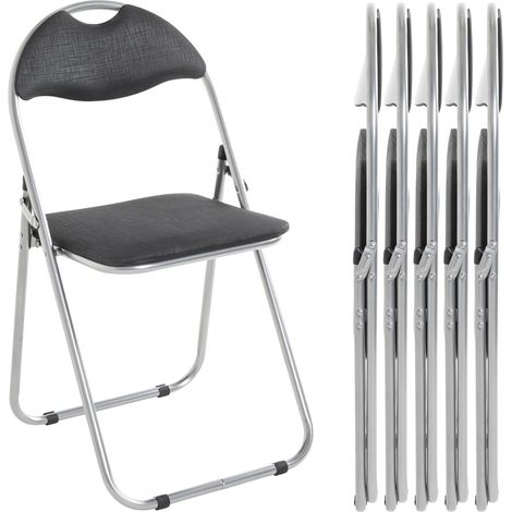 Chaise Pliante rembourrée, Lot de 6 chaises Pliantes Confortables en Aluminium, Noir, Dossier et Assise rembourrés, Acier - Dimensions : L 44 x H 80 x P 47 cm, Style : Moderne (1/5)