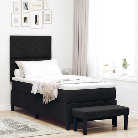 Boxspringbett mit Kopfteil Schwarz 80 x 200 cm Stoff (1/5)