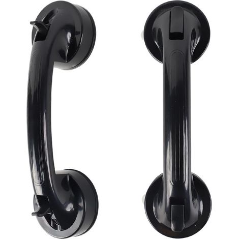 Poignée Ventouse, Barre Dappui Douche, 2 Pièces, Noir- Barre de Douche Ventouse Amovible Réutilisable, Plastique Poignée Baie Vitrée, Armoire, Porte Vitrée, Salle de Bains (1/5)