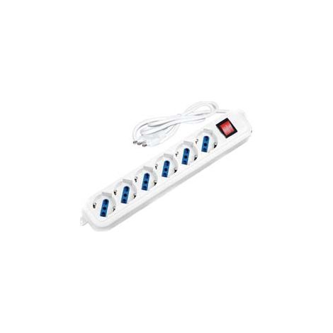 MULTIPRESA LINEARE 6 POSTI CON SCHUKO E CON INTERRUTTORE - 2 pezzi SYNTESY